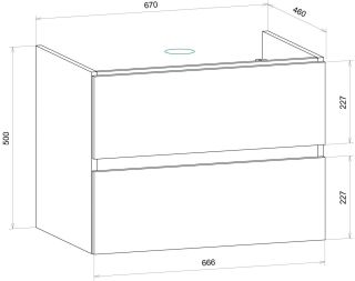 Подвесная тумба под раковину Art&Max Techno 70см дуб бомонд лофт AM-Techno-700-2C-SO-LW646